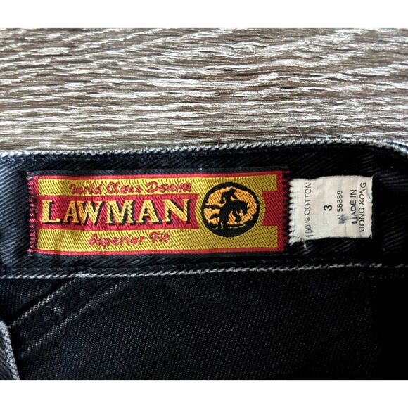 Vintage Lawman Jeans Sz 2 High Rise Black Denim Western Rodeo Patchwork Y2K RARE - Picture 5 of 16